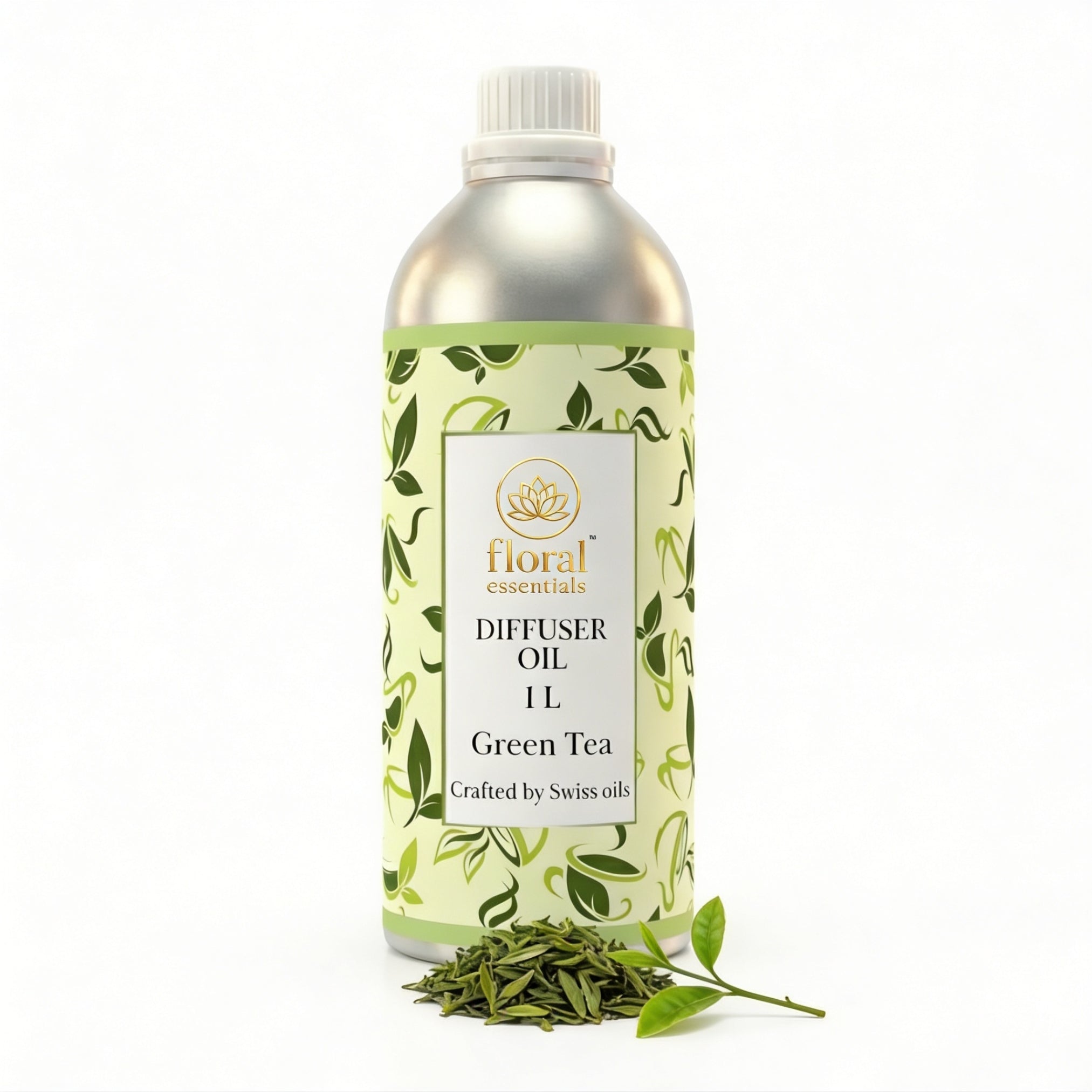 Floral Essentials Green Tea Diffuser Oil 1L | Fresh Herbal Aroma Oil for Diffusers