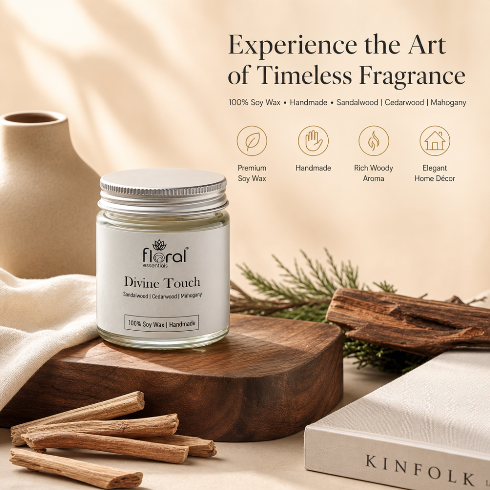Floral Essentials Divine Touch Soy Wax Candle | 28 Hours Burn Time
