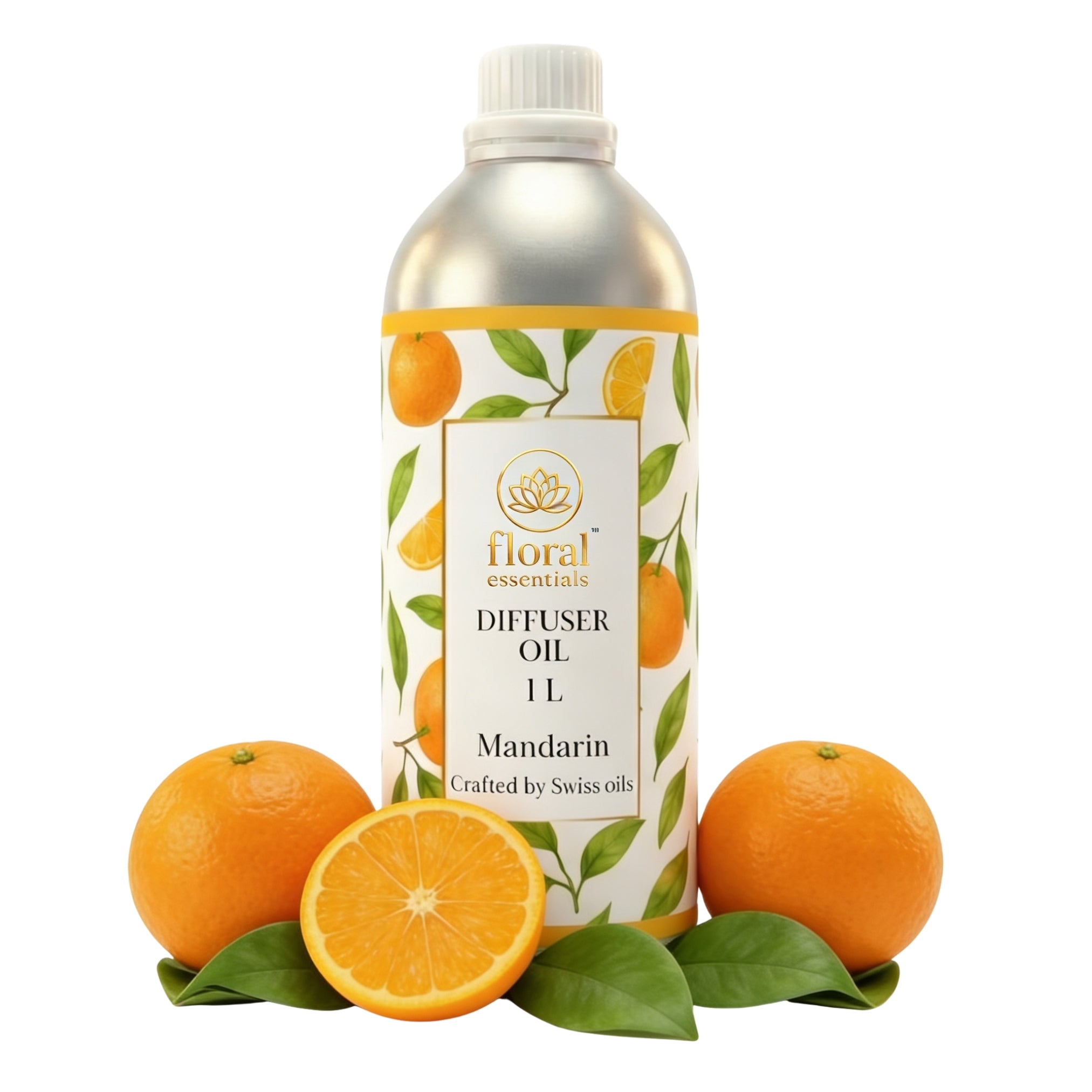 Floral Essentials Mandarin Diffuser Oil 1L | Bright Citrus Aroma Oil for Diffusers