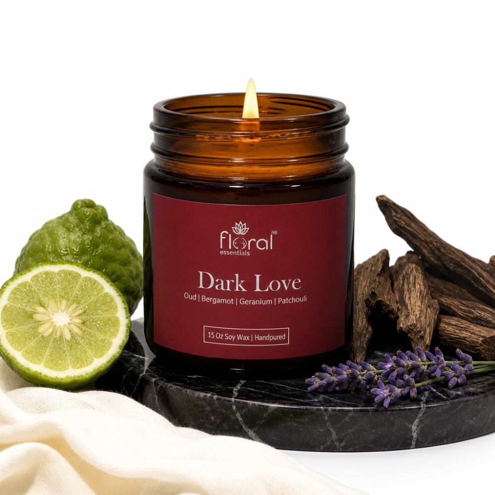 Floral Essentials Dark Love Soy Wax Candle | 24 Hours Burn Time