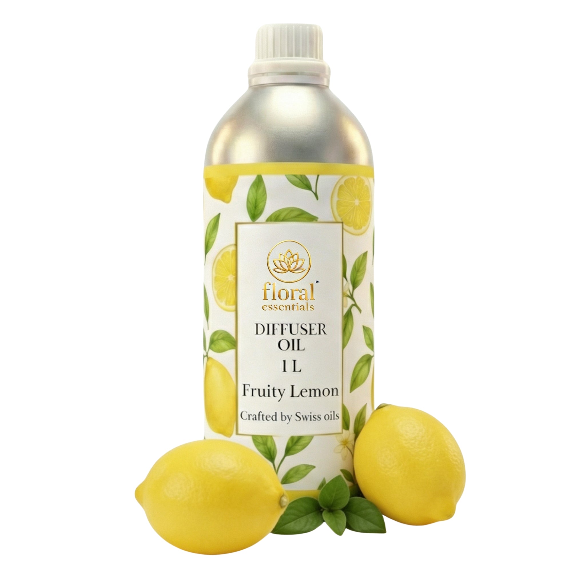 Floral Essentials Fruity Lemon Diffuser Oil 1L | Fresh Citrus Aroma Oil for Diffusers