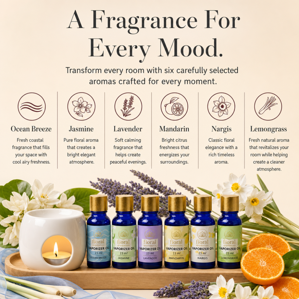 Floral Essentials Vaporiser Oils 6 Pack 15ml | Air Freshener Oil Set