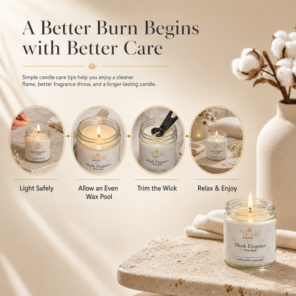 Floral Essentials Musk Elegance Soy Wax Candle | 28 Hours Burn Time