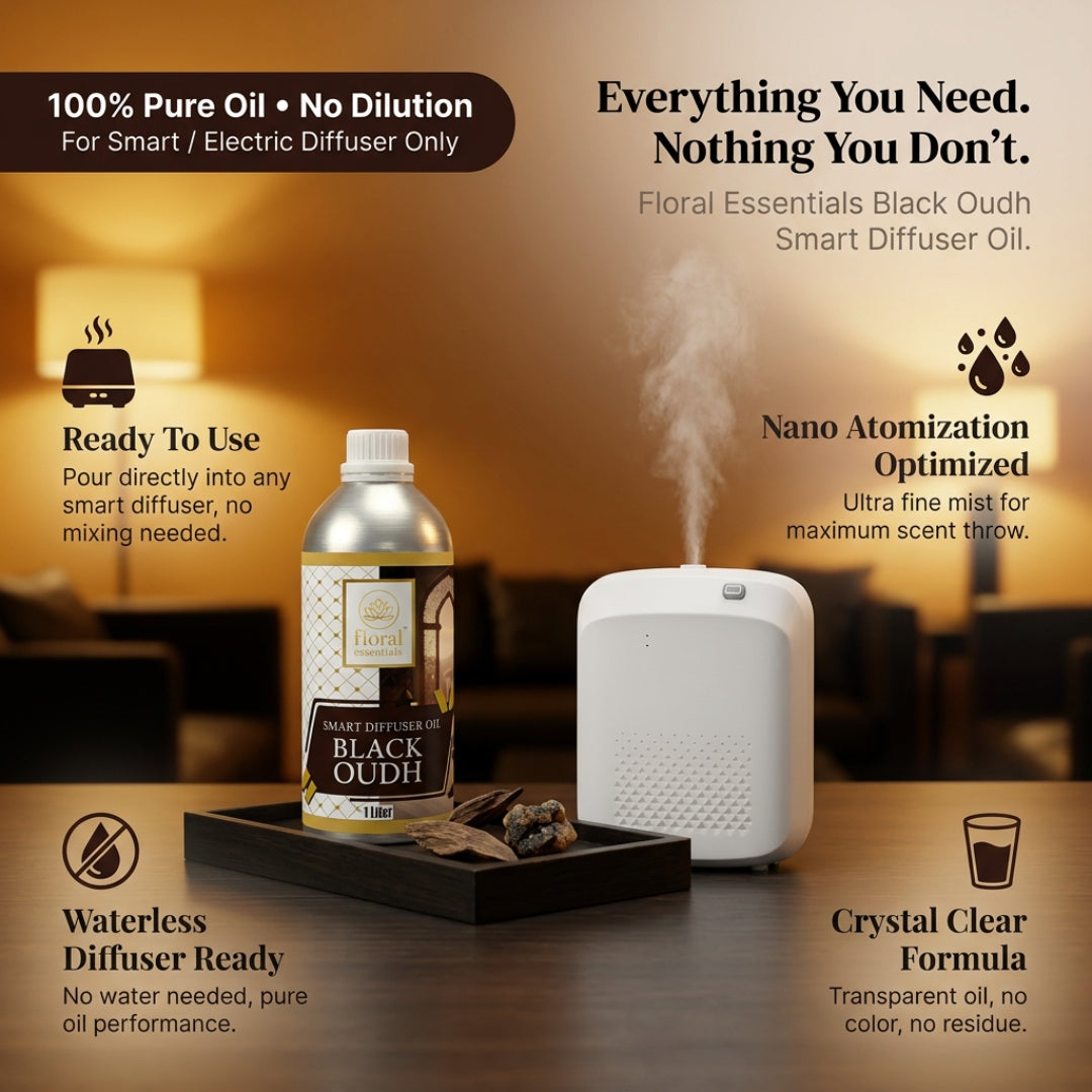 Floral Essentials Black Oudh Smart Diffuser Oil 1L | Premium Fragrance Oil for Smart Diffusers