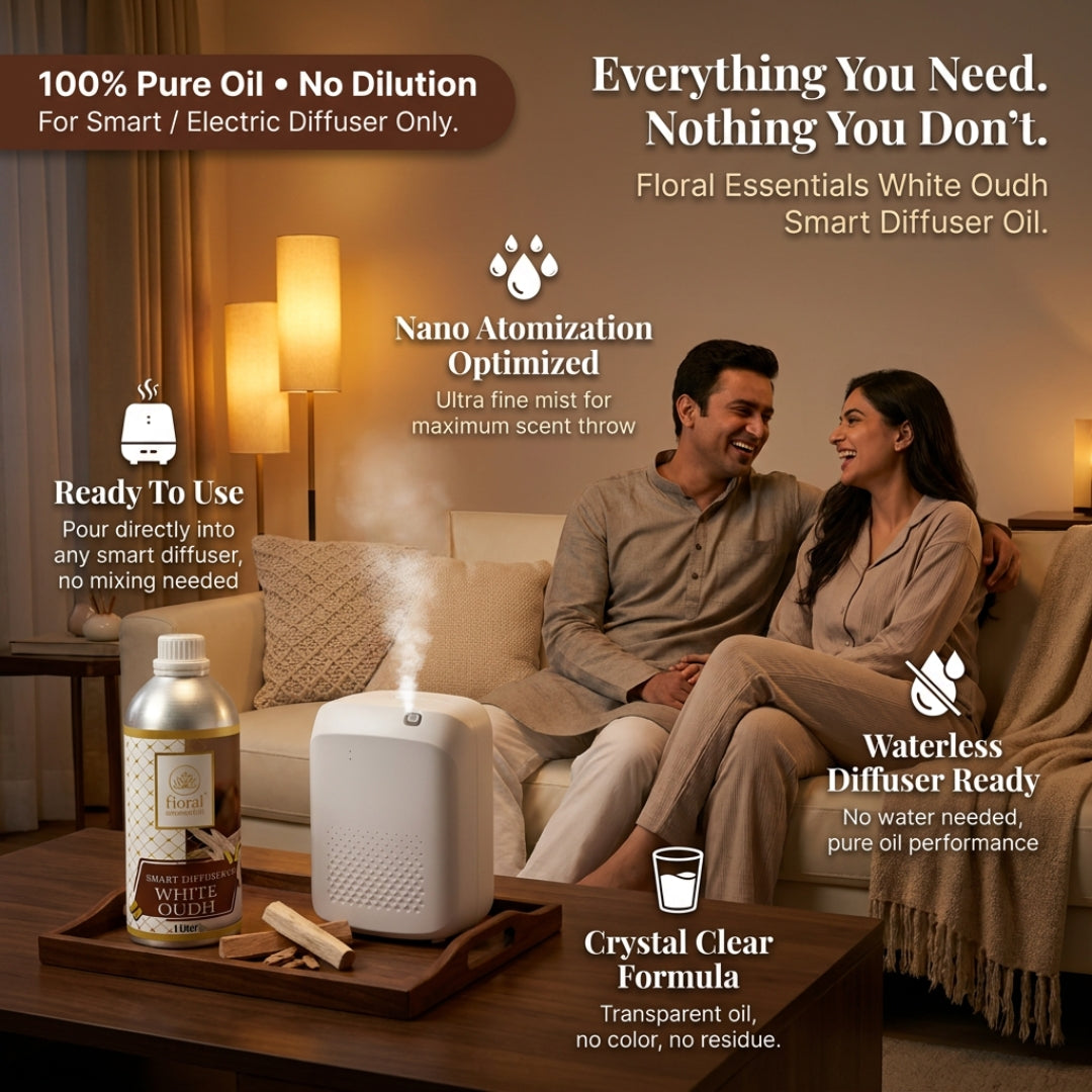 Floral Essentials White Oudh Smart Diffuser Oil 1L | Hotel Collection | Smart & Electric Diffuser Compatible