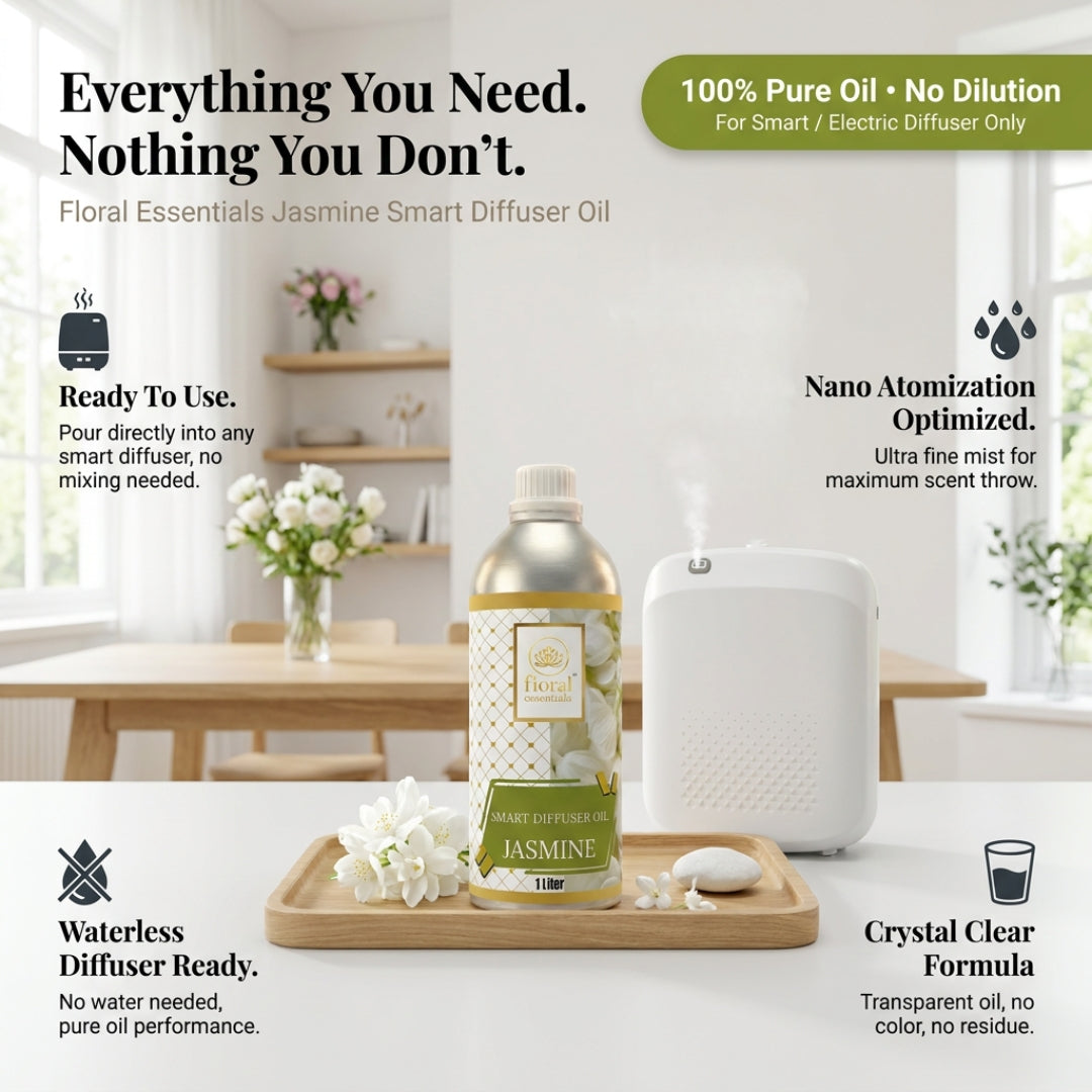 Floral Essentials Jasmine Smart Diffuser Oil 1L | Premium Fragrance Oil for Smart Diffusers