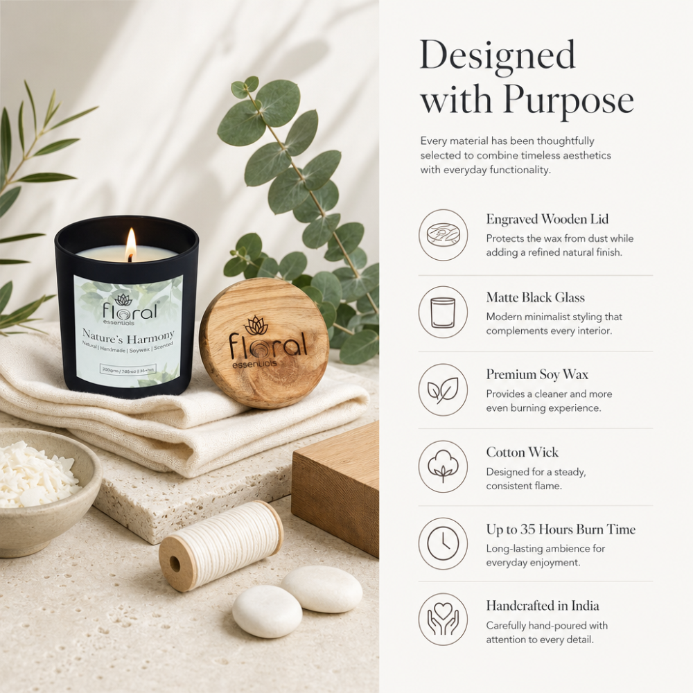 Floral Essentials Nature Harmony Soy Wax Candle | 35 Hours Burn Time