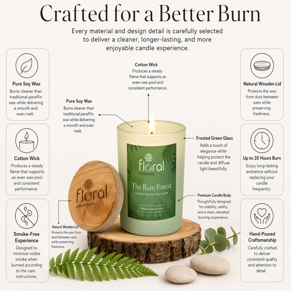 Floral Essentials The Rain Forest Soy Wax Candle | 35 Hours Burn Time