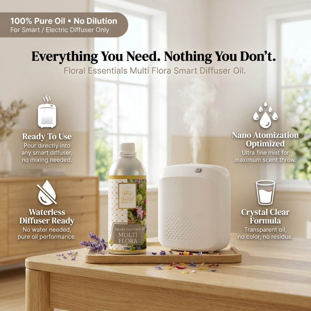 Floral Essentials Multi Flora Smart Diffuser Oil 1L | Premium Floral Fragrance for Smart Diffusers