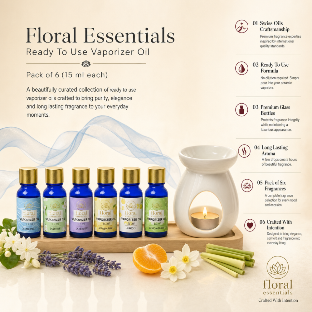 Floral Essentials Vaporiser Oils 6 Pack 15ml | Air Freshener Oil Set