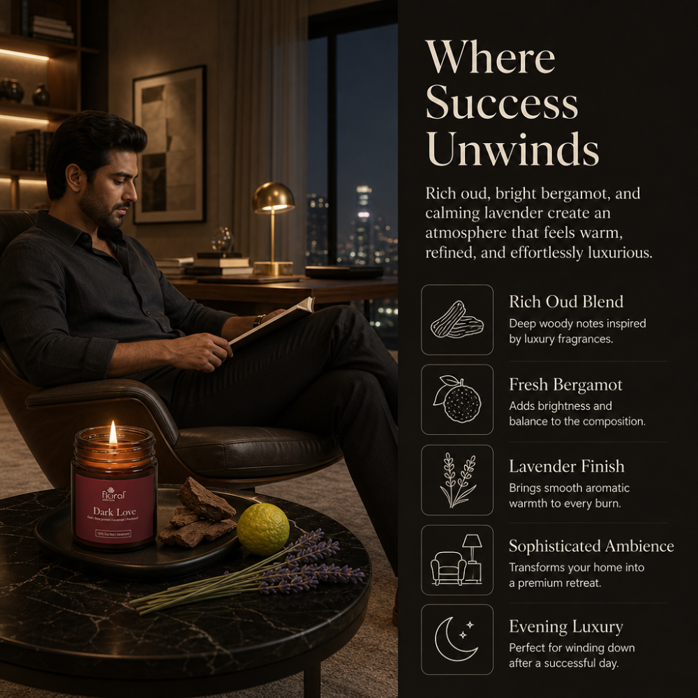 Floral Essentials Dark Love Soy Wax Candle | 24 Hours Burn Time