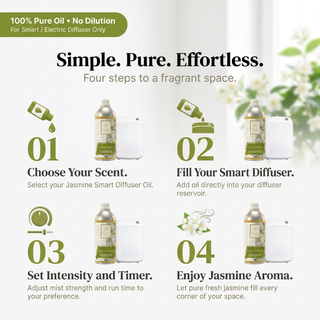 Floral Essentials Jasmine Smart Diffuser Oil 1L | Premium Fragrance Oil for Smart Diffusers
