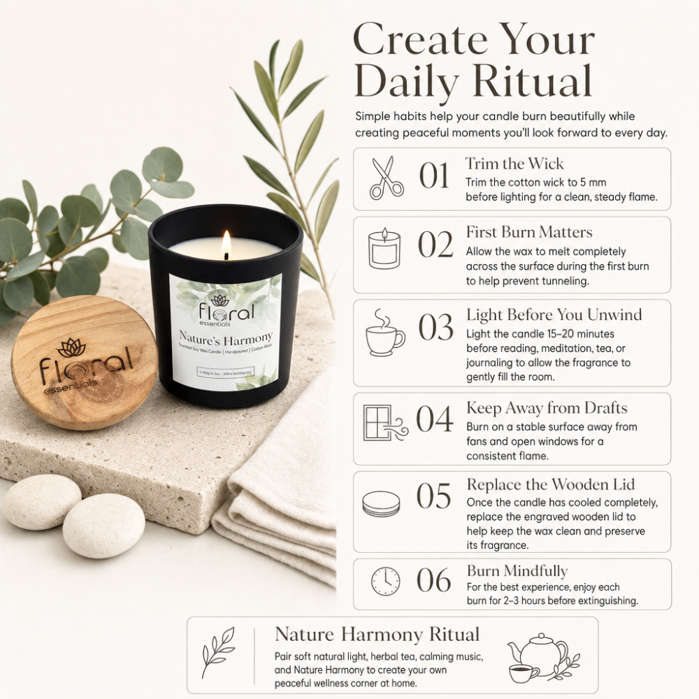 Floral Essentials Nature Harmony Soy Wax Candle | 35 Hours Burn Time