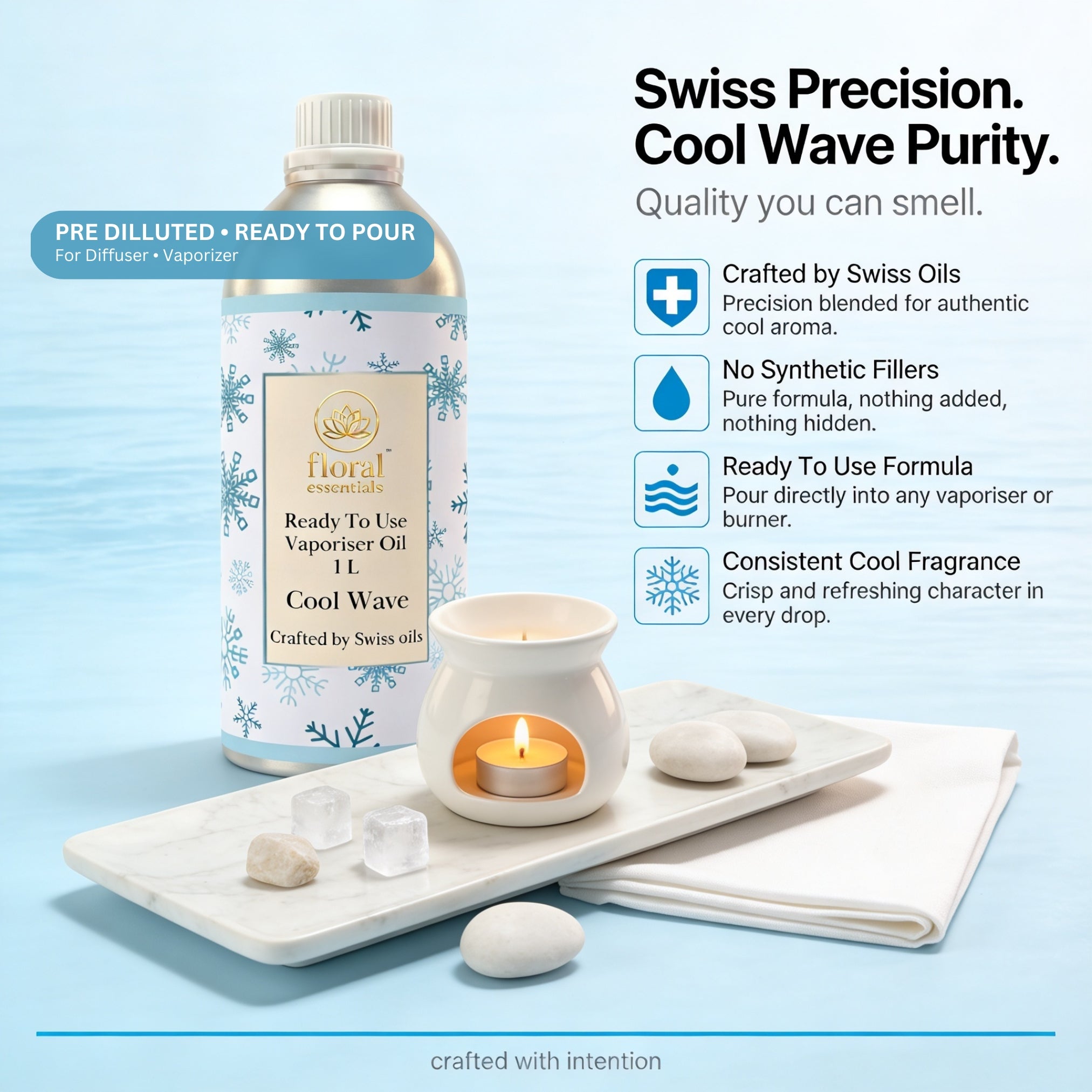 Floral Essentials Cool Wave Vaporiser Oil 1L | Ready to Use Aroma Oil