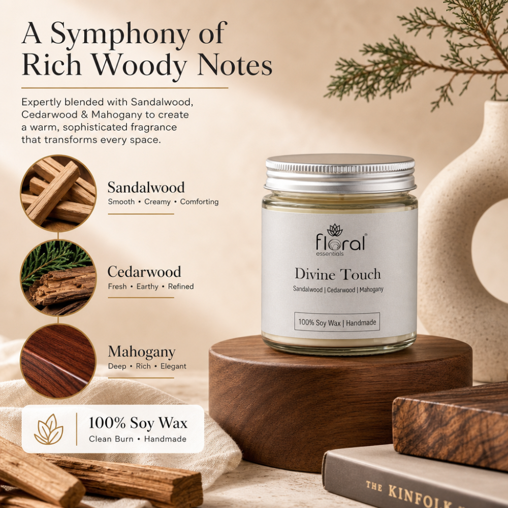 Floral Essentials Divine Touch Soy Wax Candle | 28 Hours Burn Time