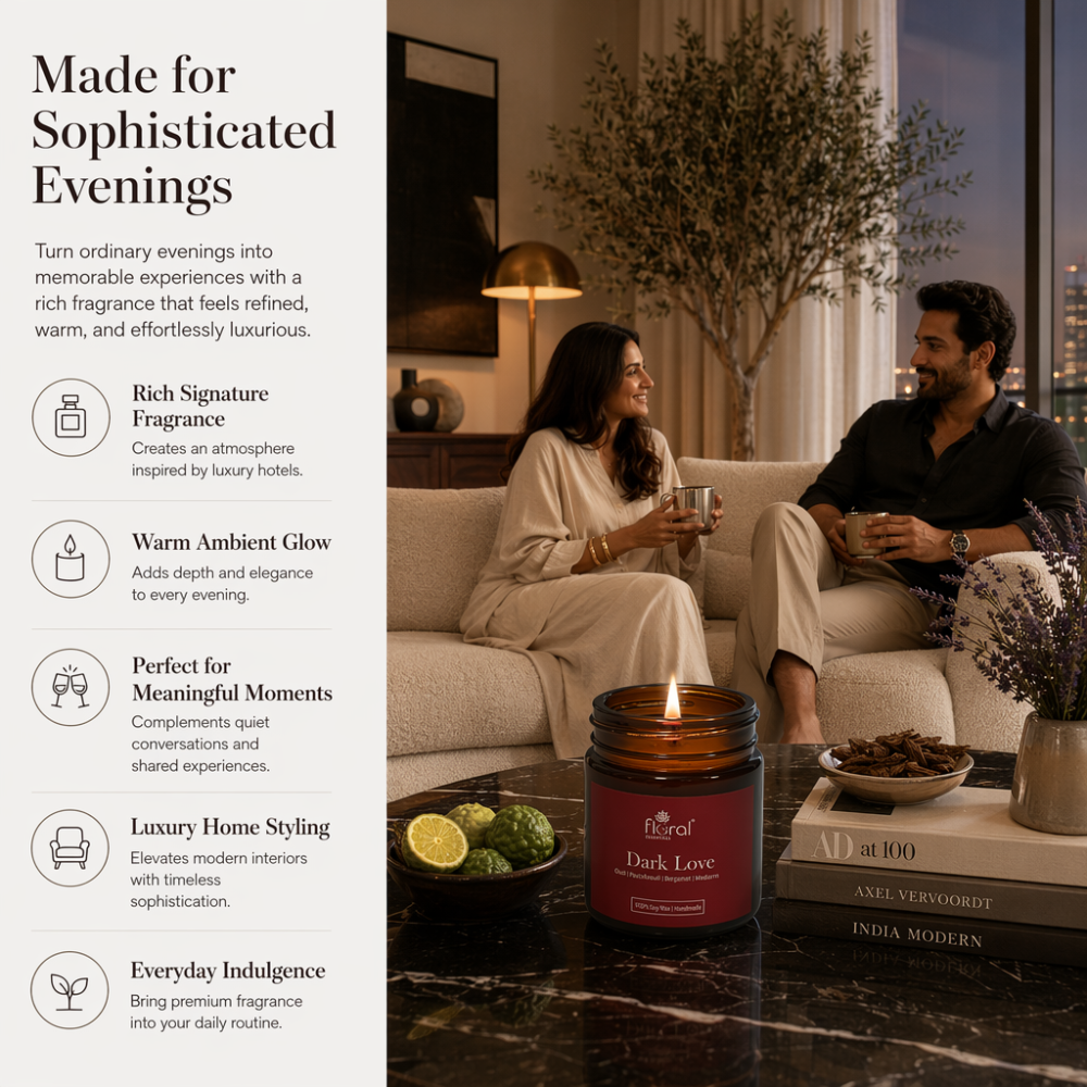 Floral Essentials Dark Love Soy Wax Candle | 24 Hours Burn Time