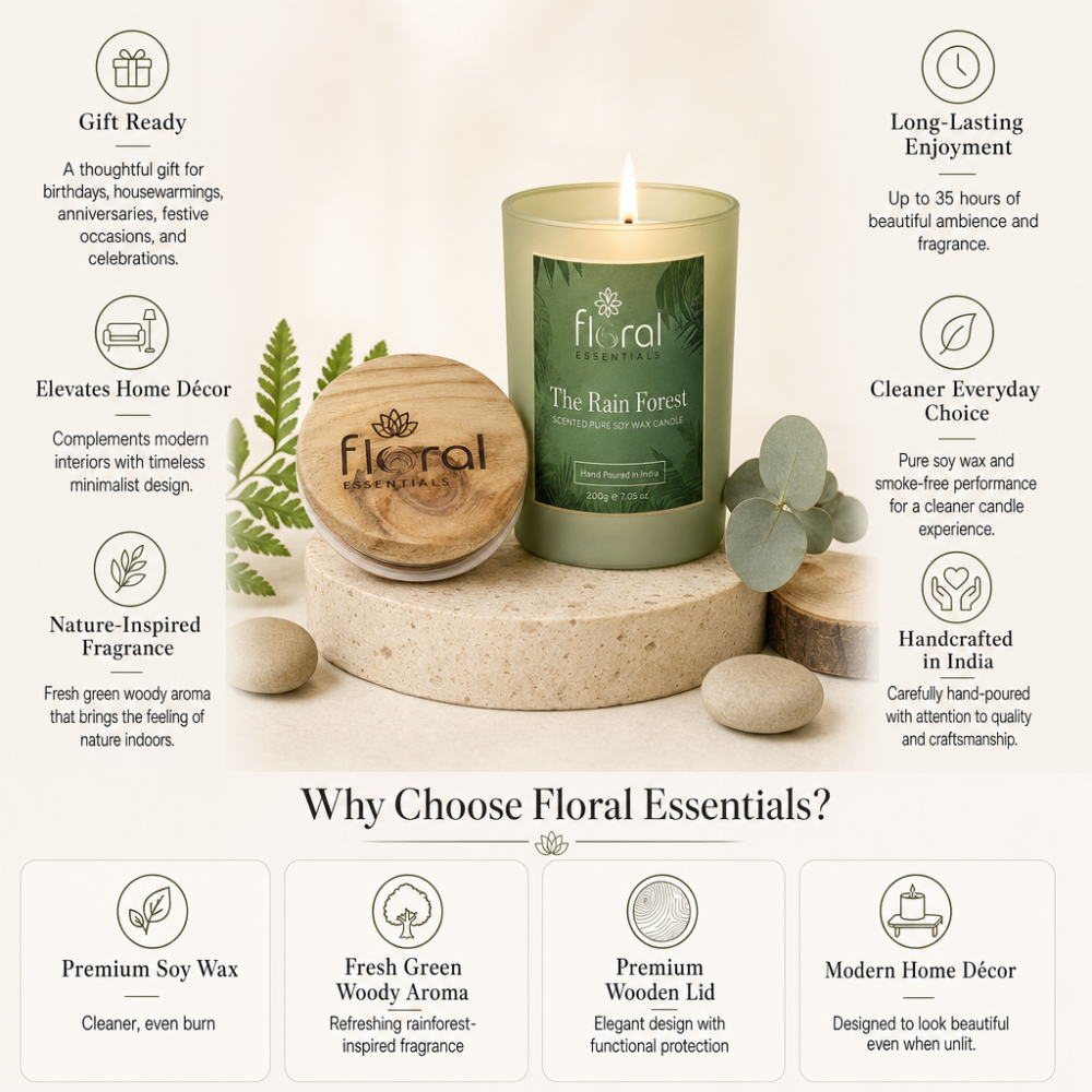 Floral Essentials The Rain Forest Soy Wax Candle | 35 Hours Burn Time