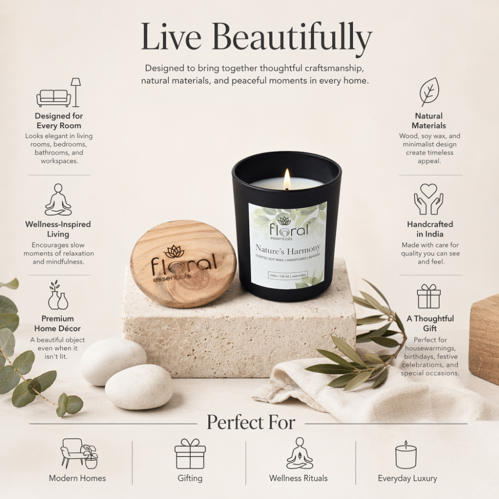 Floral Essentials Nature Harmony Soy Wax Candle | 35 Hours Burn Time