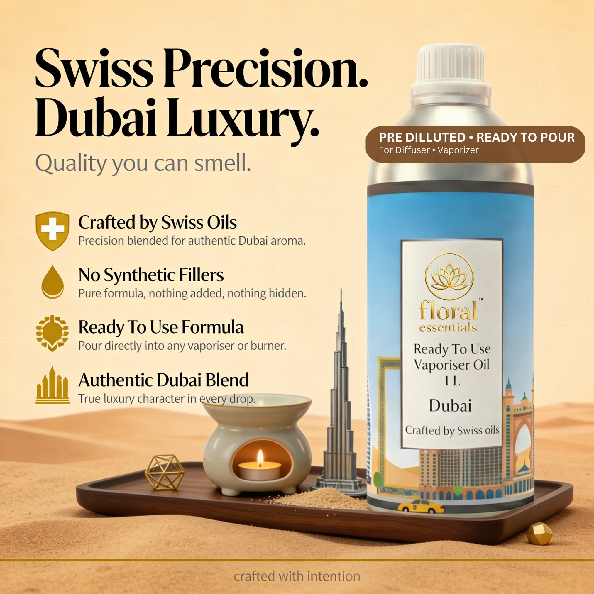 Floral Essentials Dubai Vaporiser Oil 1L | Ready to Use Aroma Oil