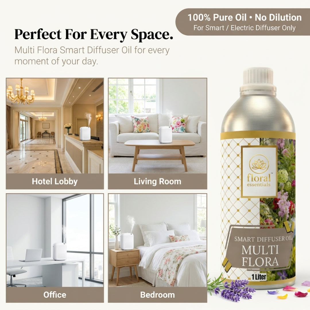 Floral Essentials Multi Flora Smart Diffuser Oil 1L | Premium Floral Fragrance for Smart Diffusers