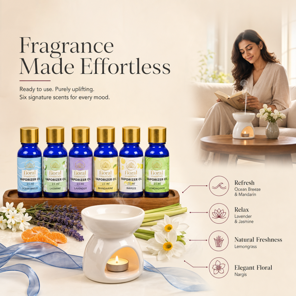 Floral Essentials Vaporiser Oils 6 Pack 15ml | Air Freshener Oil Set