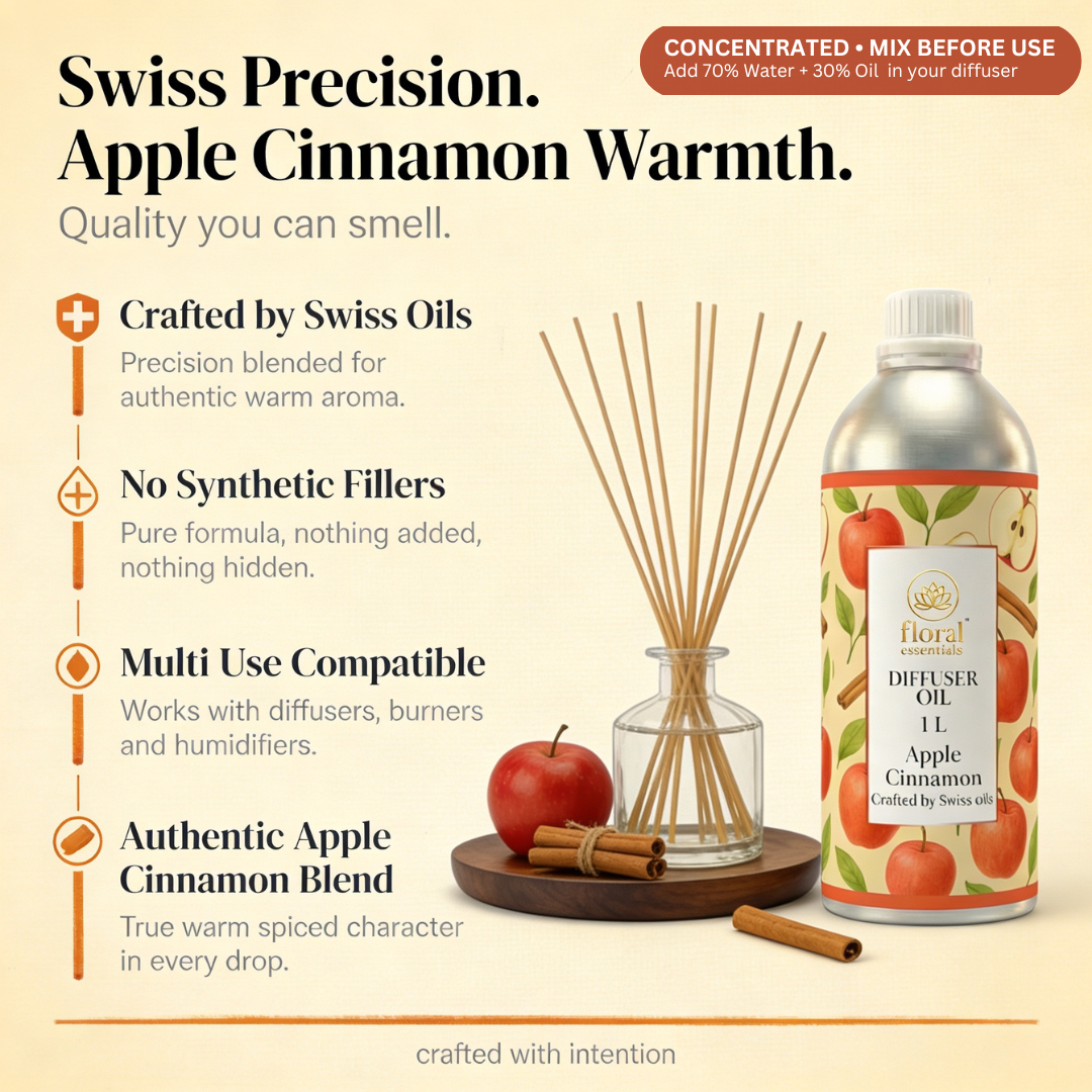 Floral Essentials Apple Cinnamon Diffuser Oil 1L | Warm Spiced Aroma Oil