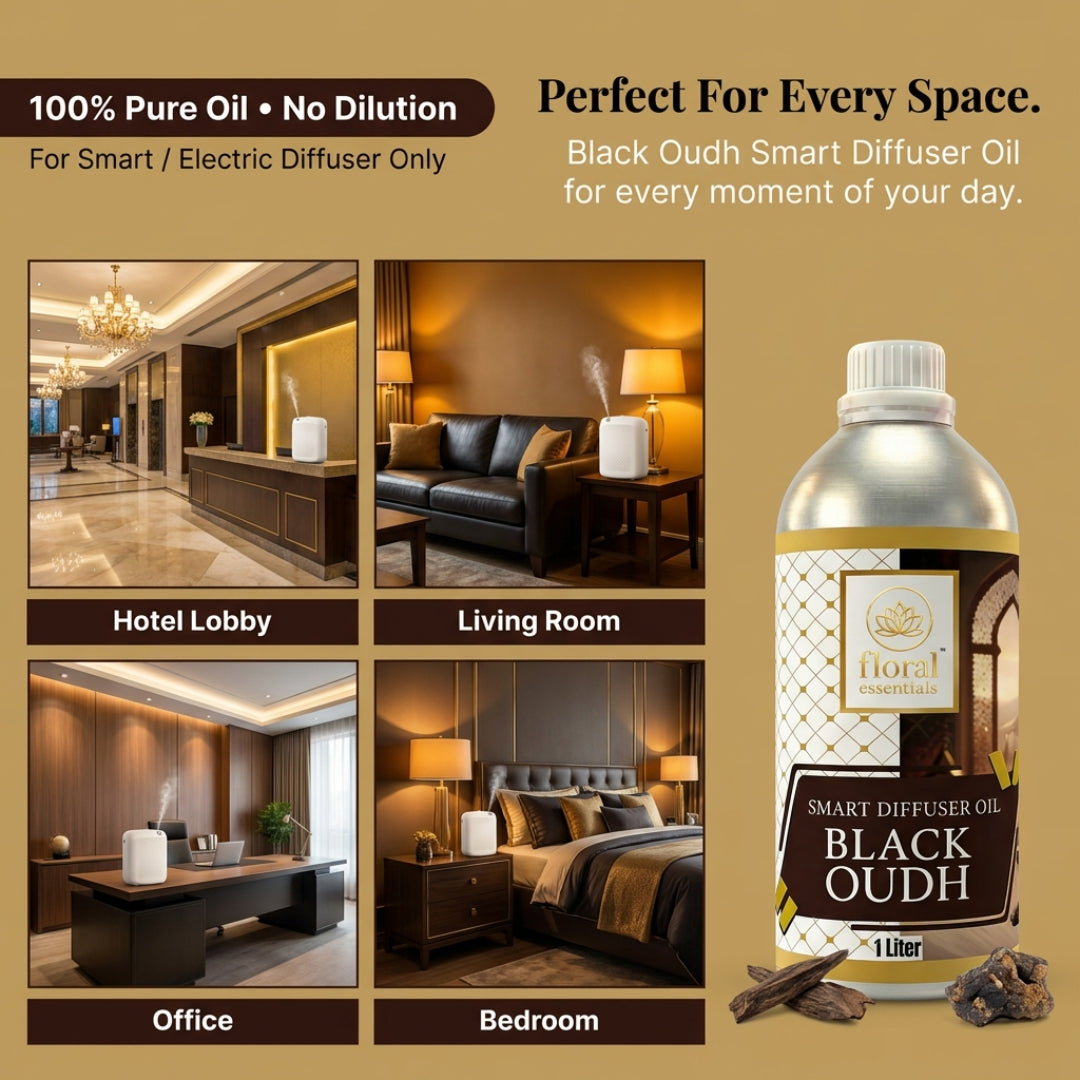 Floral Essentials Black Oudh Smart Diffuser Oil 1L | Premium Fragrance Oil for Smart Diffusers