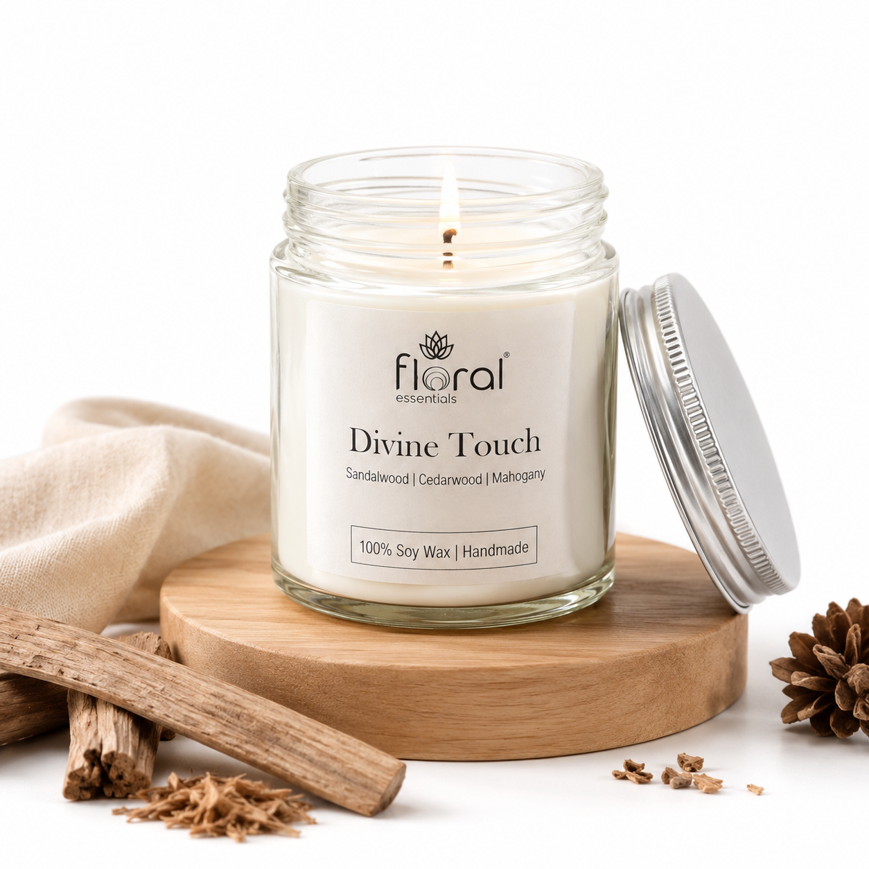 Floral Essentials Divine Touch Soy Wax Candle | 28 Hours Burn Time