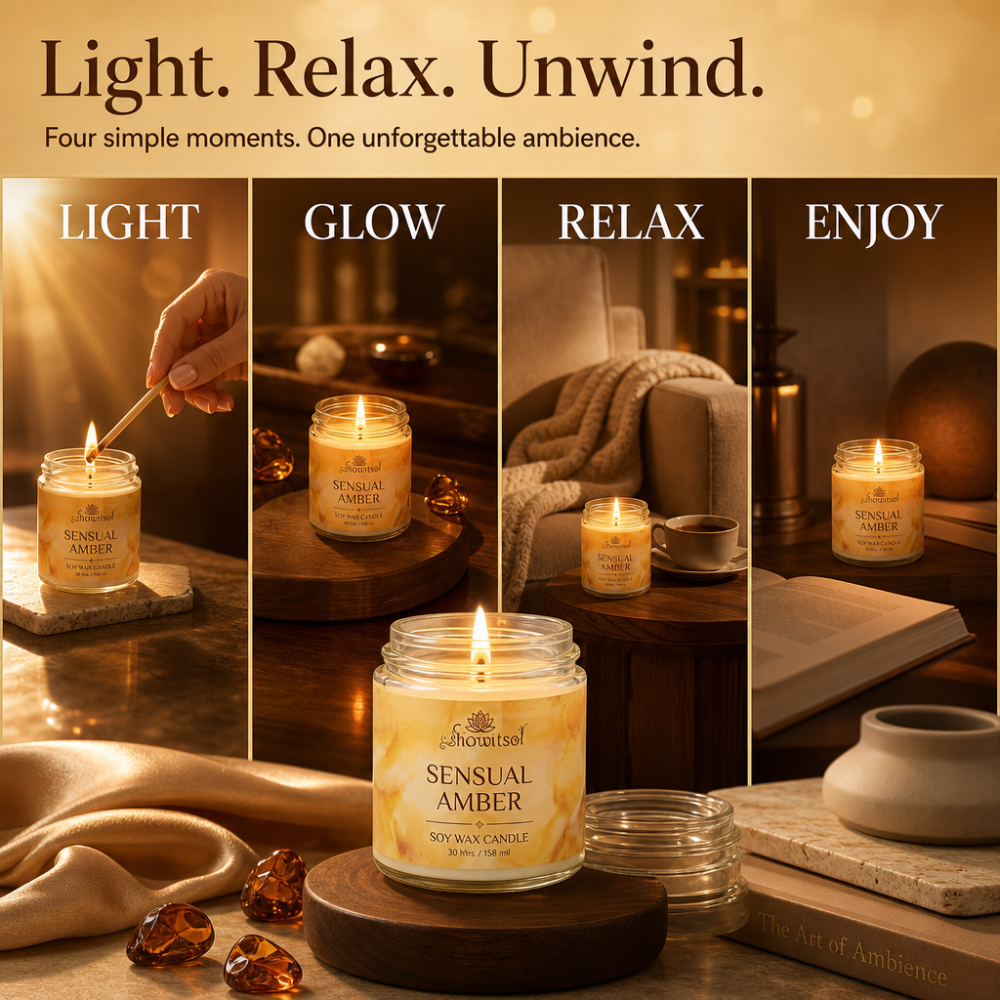 Floral Essentials Sensual Amber Soy Wax Candle | 28 Hours Burn Time