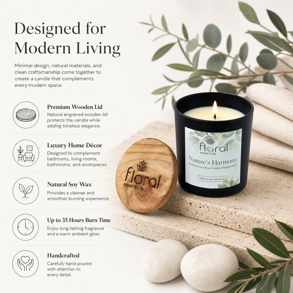 Floral Essentials Nature Harmony Soy Wax Candle | 35 Hours Burn Time