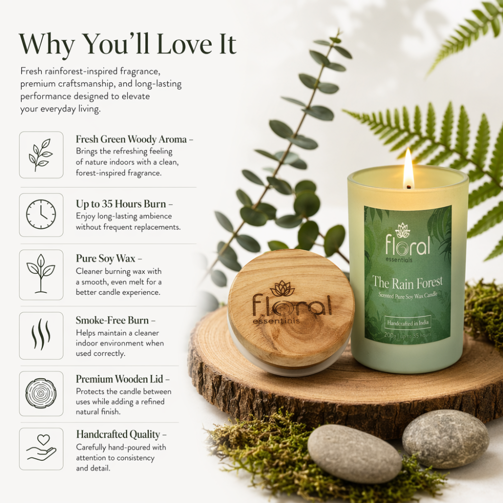 Floral Essentials The Rain Forest Soy Wax Candle | 35 Hours Burn Time