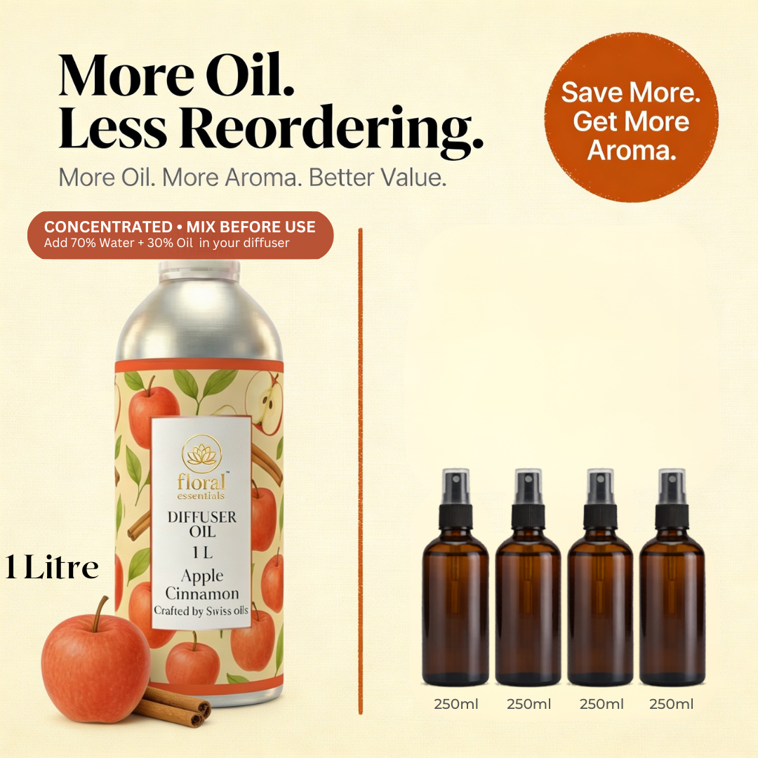 Floral Essentials Apple Cinnamon Diffuser Oil 1L | Warm Spiced Aroma Oil