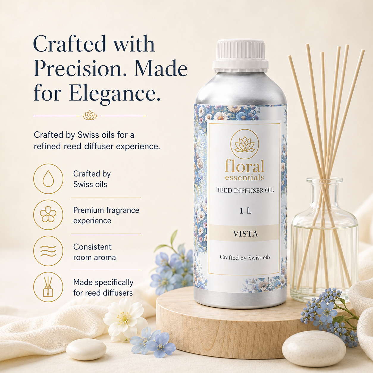 Floral Essentials Vista Reed Diffuser Oil 1L | Swiss Fragrance Oil