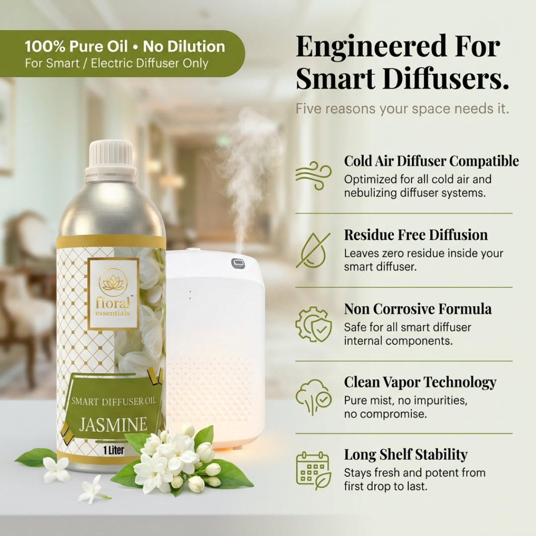 Floral Essentials Jasmine Smart Diffuser Oil 1L | Premium Fragrance Oil for Smart Diffusers