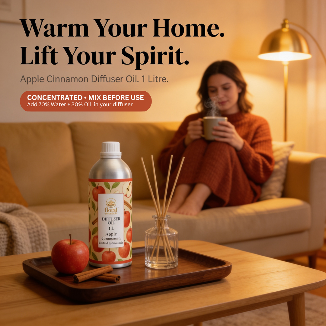 Floral Essentials Apple Cinnamon Diffuser Oil 1L | Warm Spiced Aroma Oil
