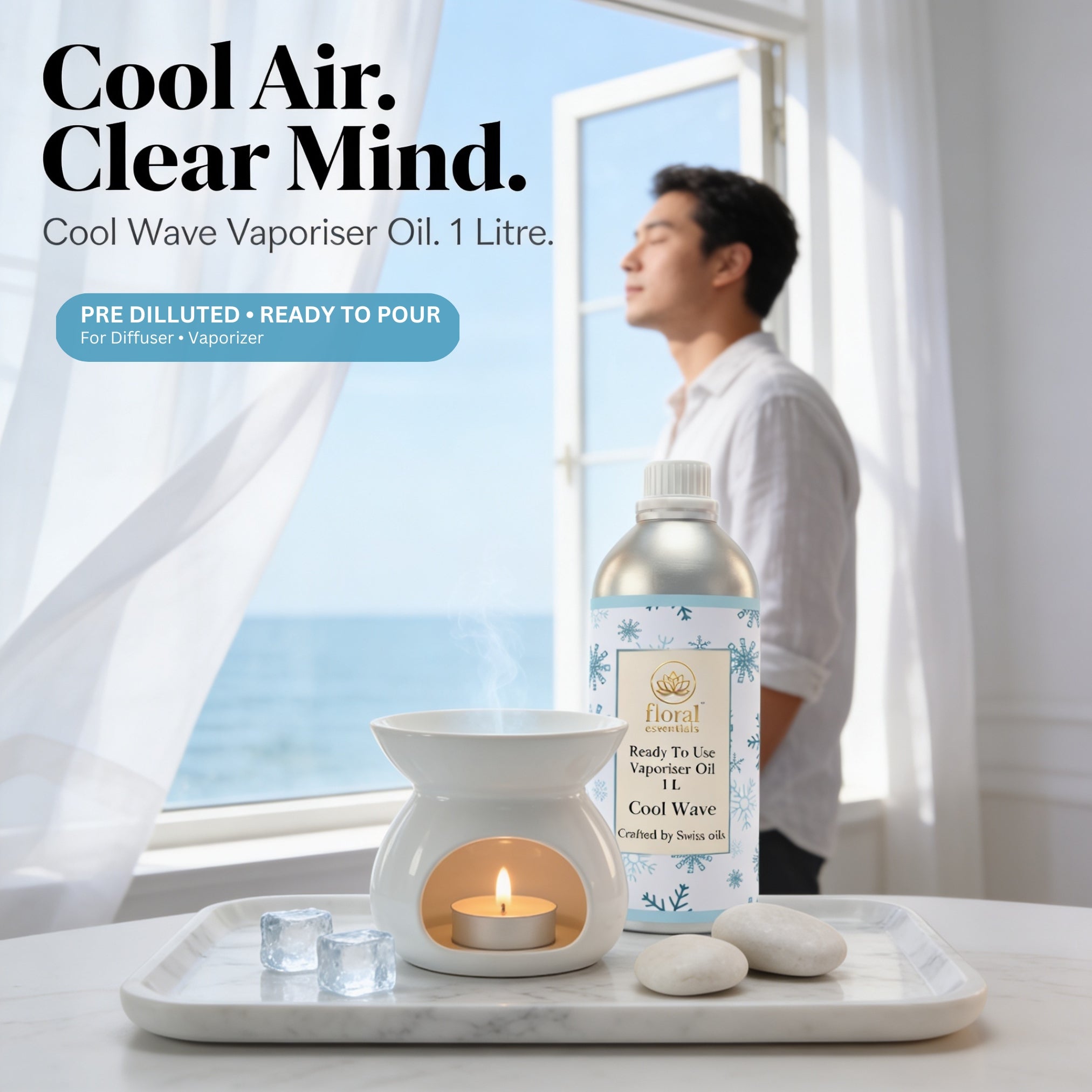 Floral Essentials Cool Wave Vaporiser Oil 1L | Ready to Use Aroma Oil