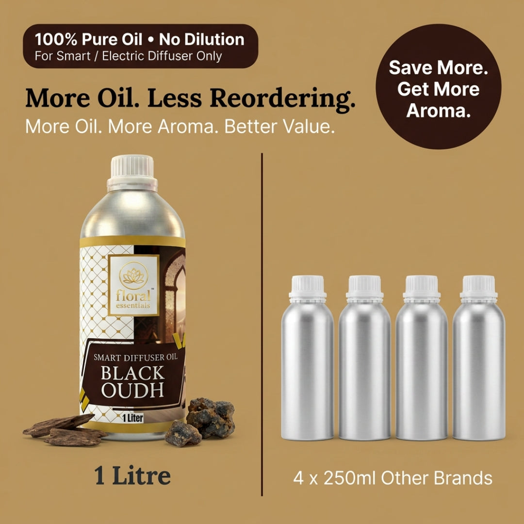 Floral Essentials Black Oudh Smart Diffuser Oil 1L | Premium Fragrance Oil for Smart Diffusers