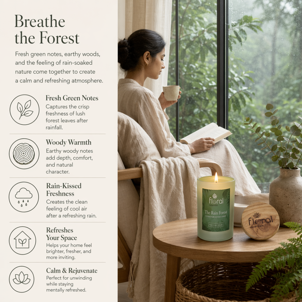 Floral Essentials The Rain Forest Soy Wax Candle | 35 Hours Burn Time