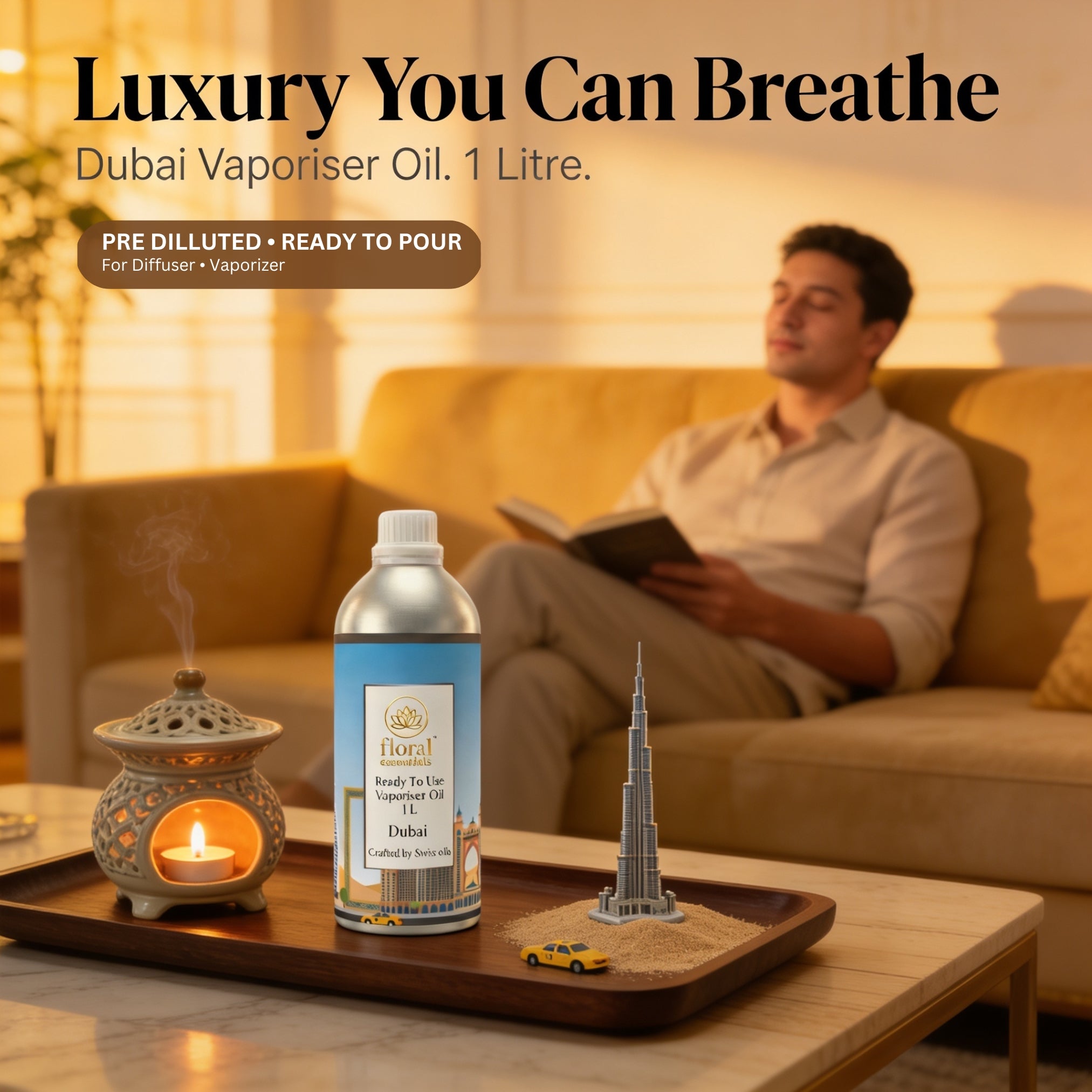 Floral Essentials Dubai Vaporiser Oil 1L | Ready to Use Aroma Oil