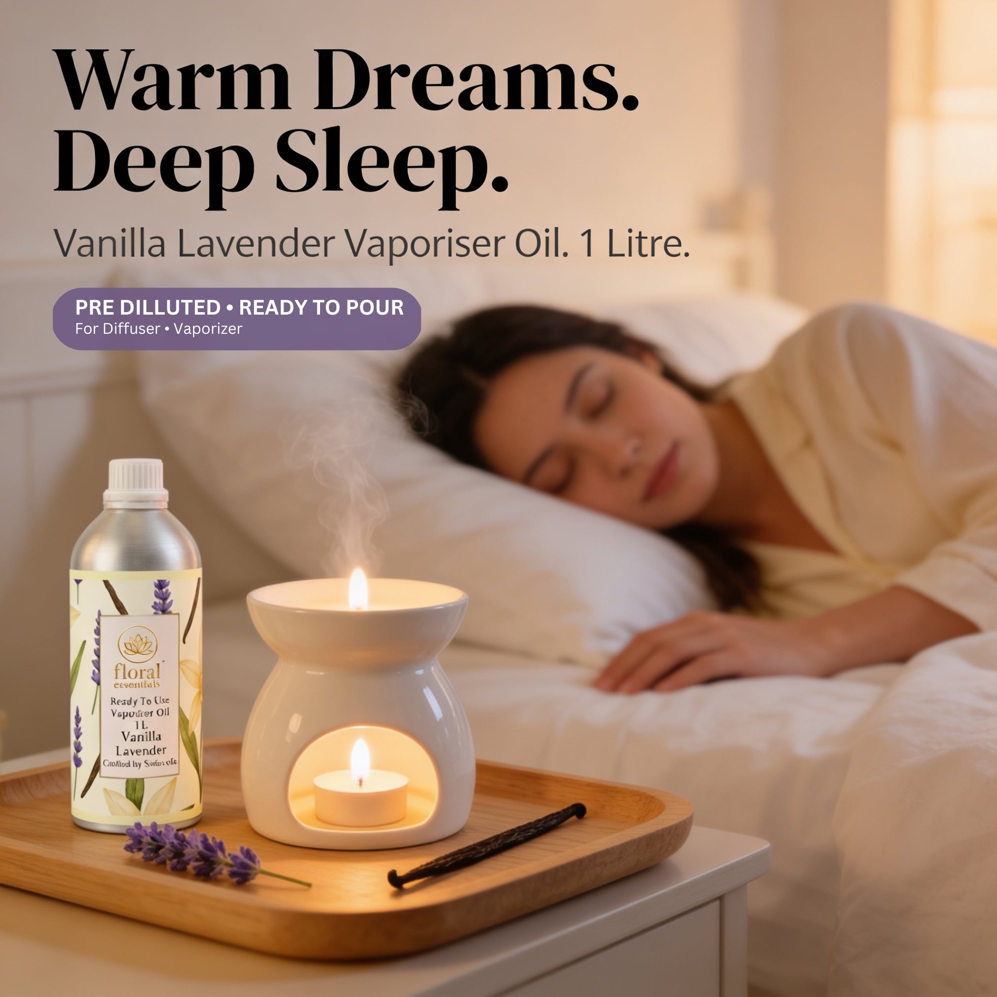 Floral Essentials Vanilla Lavender Vaporiser Oil 1L | Ready to Use Aroma Oil