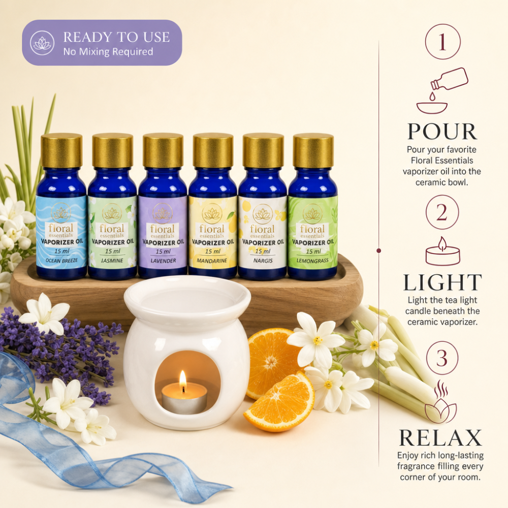Floral Essentials Vaporiser Oils 6 Pack 15ml | Air Freshener Oil Set