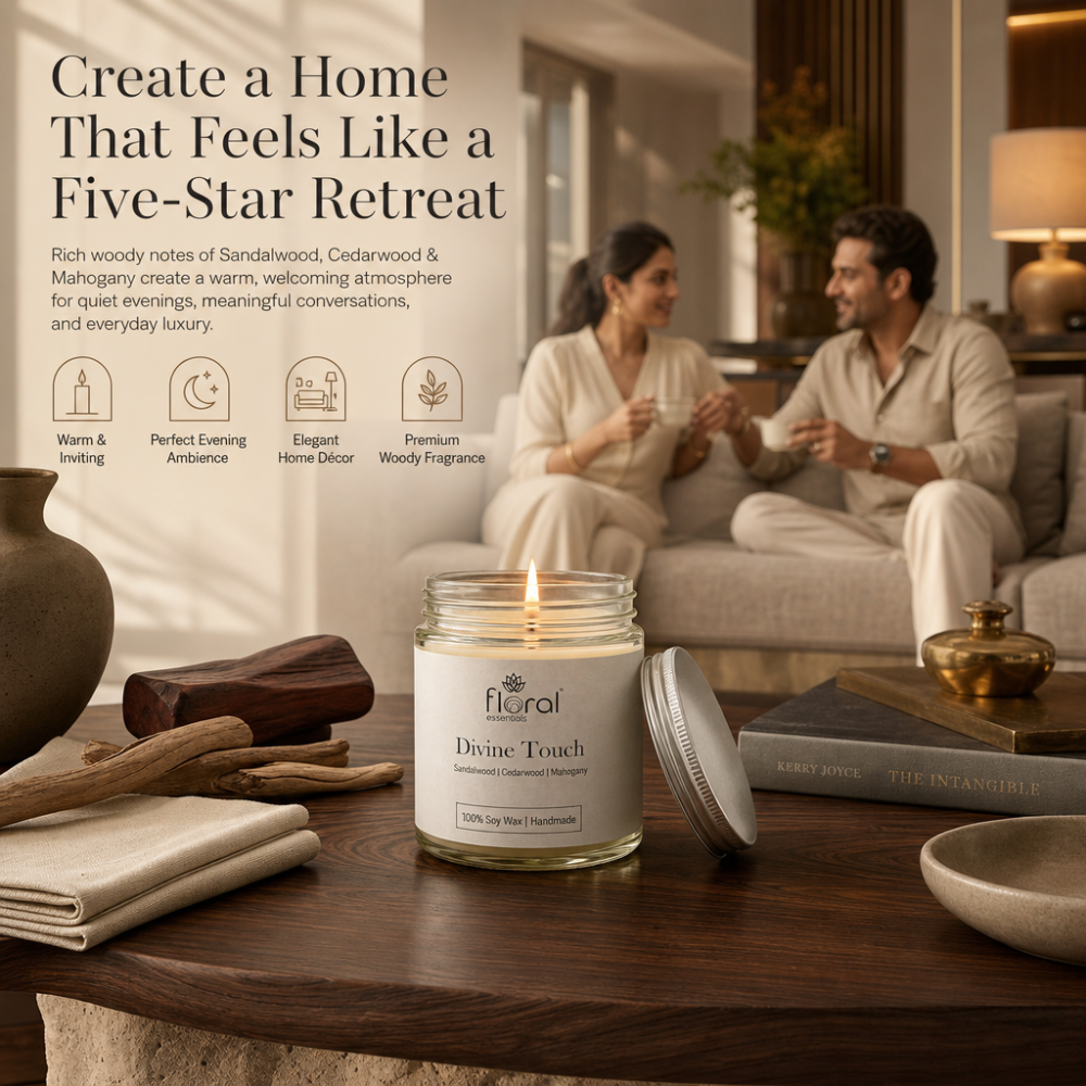 Floral Essentials Divine Touch Soy Wax Candle | 28 Hours Burn Time