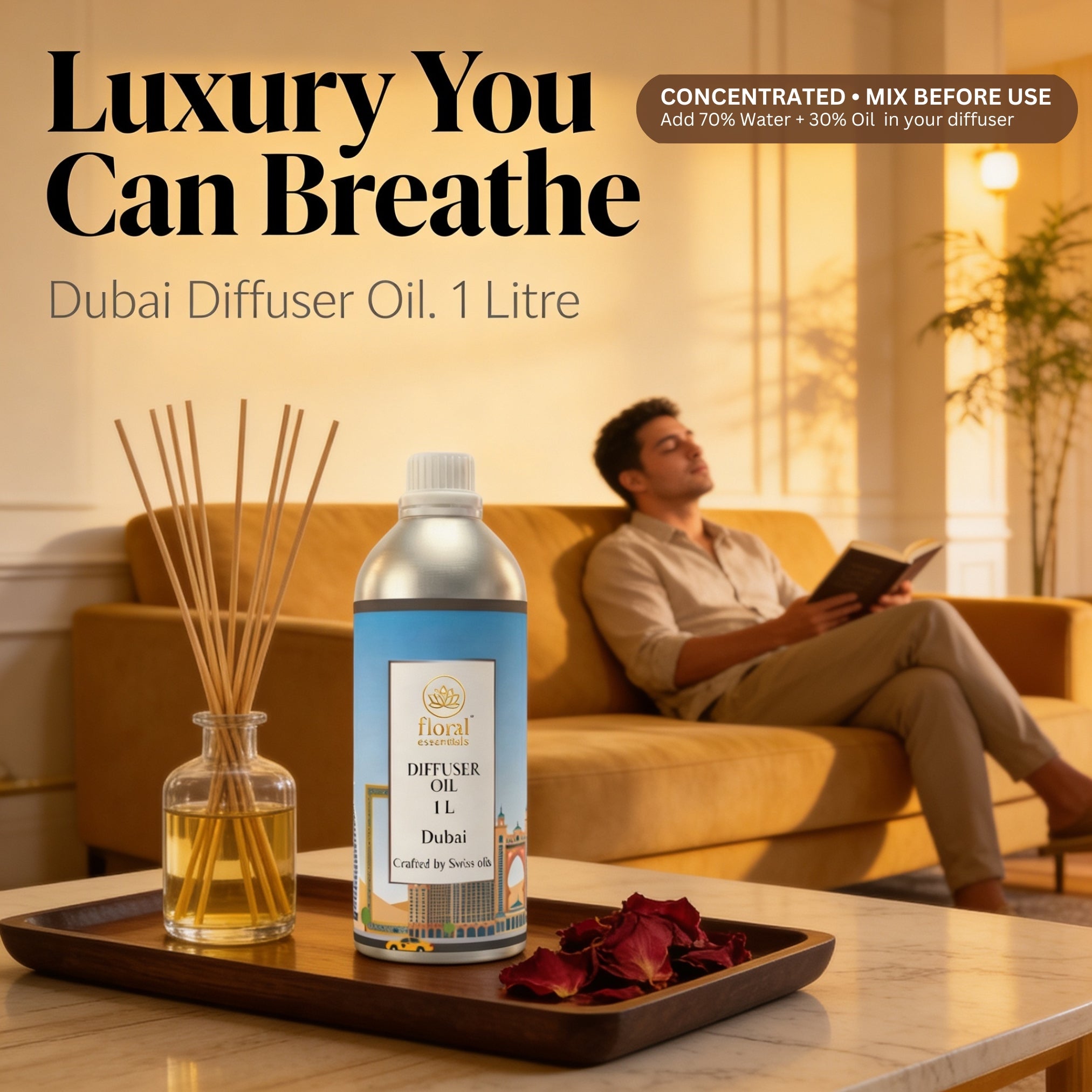 Floral Essentials Dubai Diffuser Oil 1L | Hotel Fragrance Aroma Oil