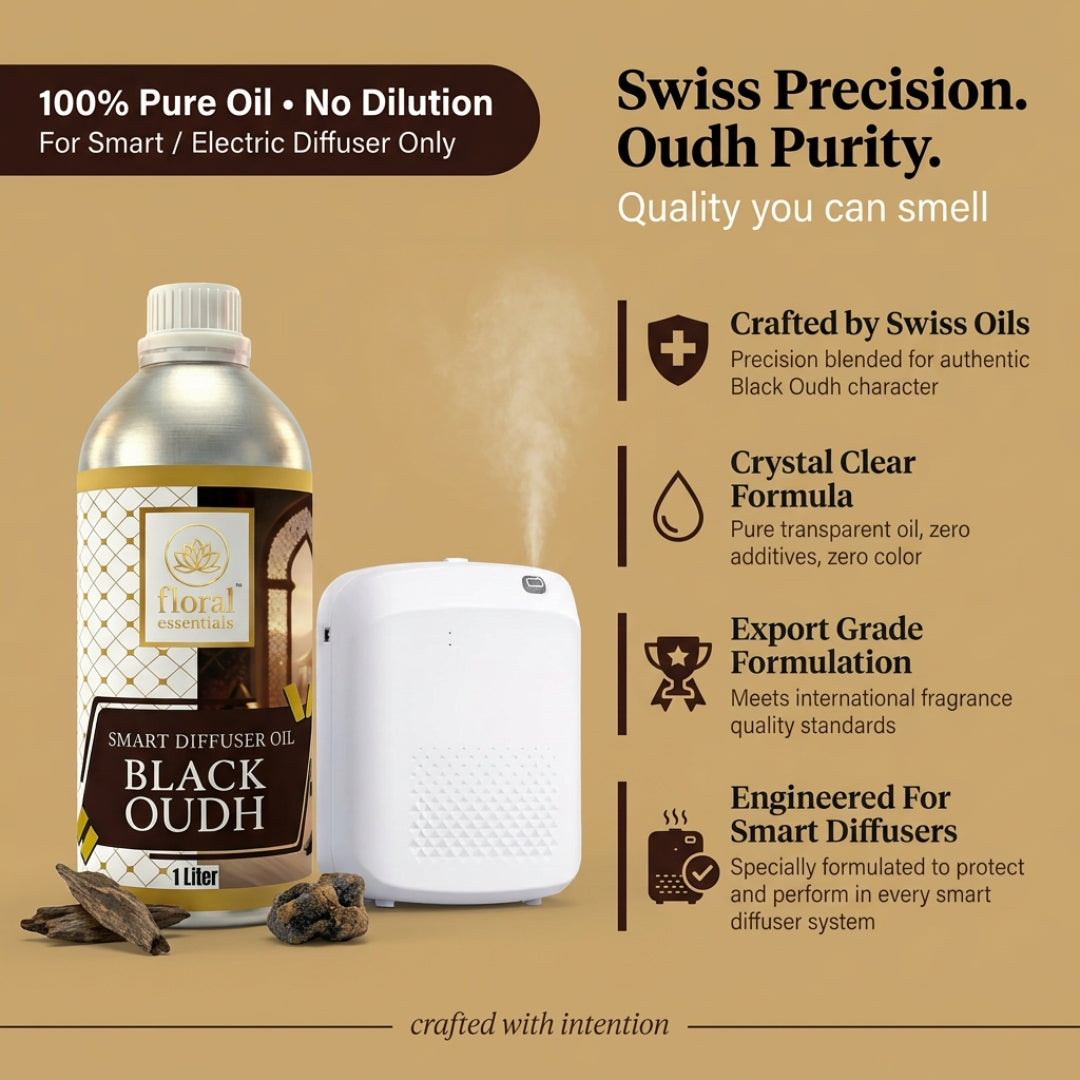 Floral Essentials Black Oudh Smart Diffuser Oil 1L | Premium Fragrance Oil for Smart Diffusers